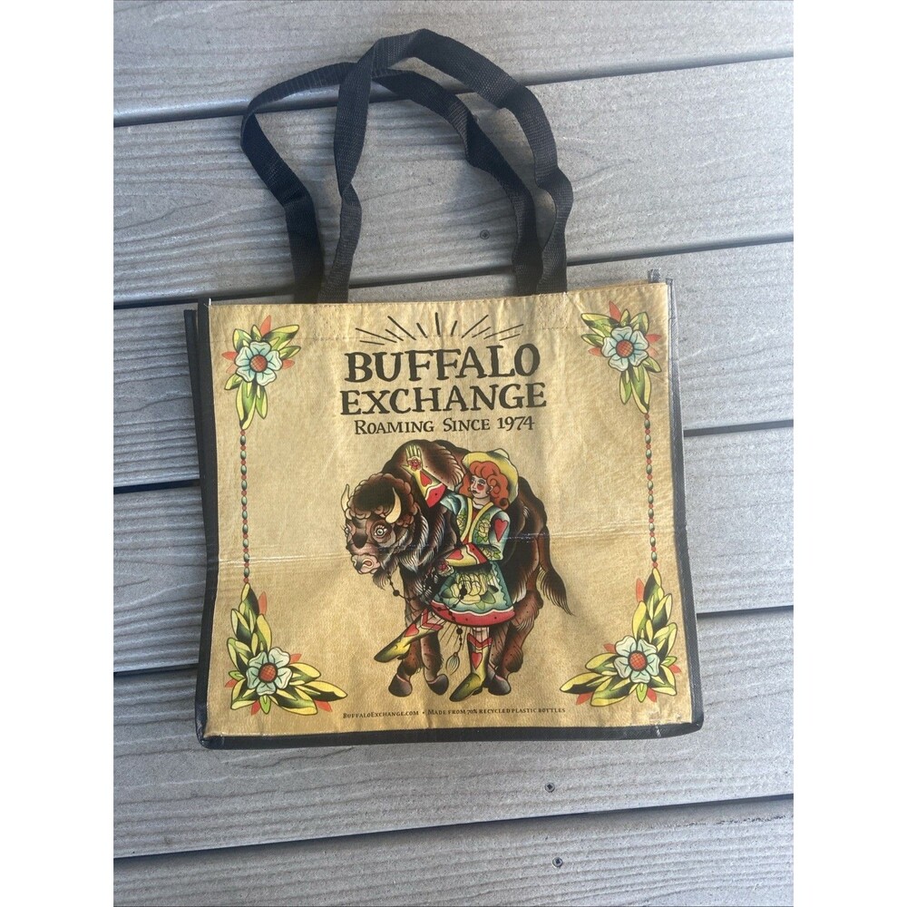 Buffalo Exchange Reusable Tote Shopping Bag Recycled Yellow Southwest Colorful